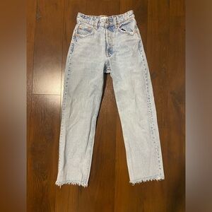 Zara high rise mom fit straight jeans denim bottoms women 2